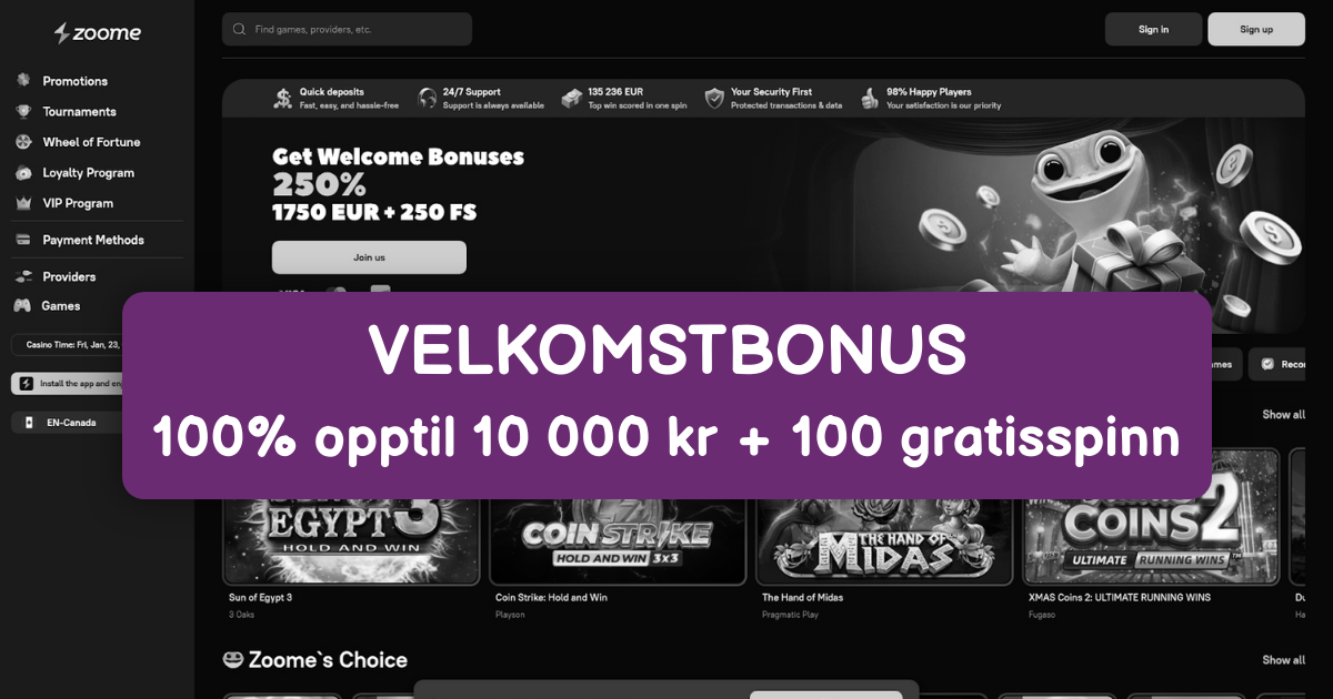Zoome Casino - Mobile Casino Spill for Norge